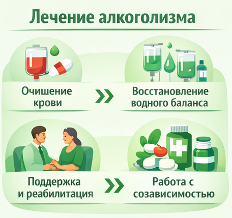 лечение алкоголизма в Карталах этапы